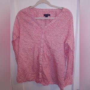 EUC Lands' End Floral Button Down Blouse Long Sleeve LP
